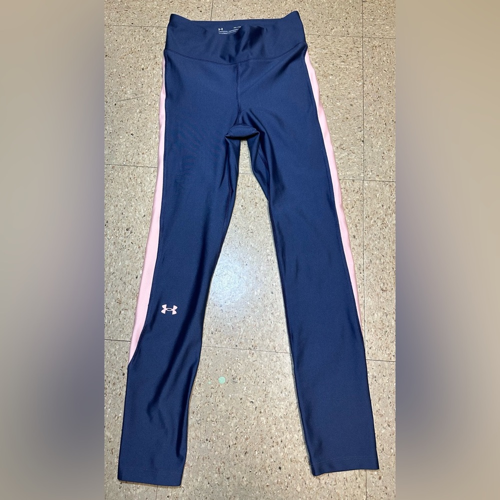 Under Armour Girls Legging Athletic Compression Stretch Heat Gear Purple Pink XS